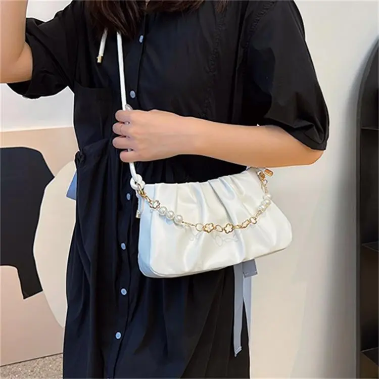 Dusen Kangaroo PU Shoulder Bag Regular Women's Pink/White/Black-12