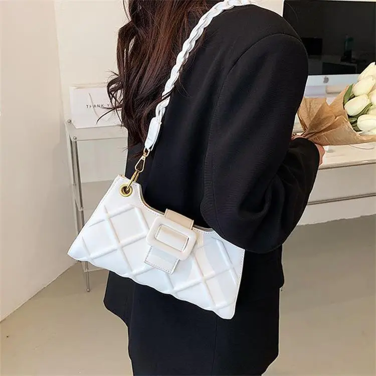 Duoluplo Doron Paul Pu Shoulder Bag Baguette Bag Shoulder Bag Regular Women's White/Khaki/Green/Black/Brown-3