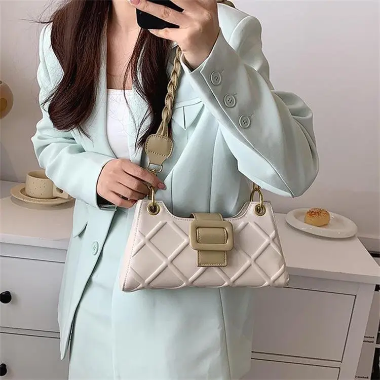 Duoluplo Doron Paul Pu Shoulder Bag Baguette Bag Shoulder Bag Regular Women's White/Khaki/Green/Black/Brown-6