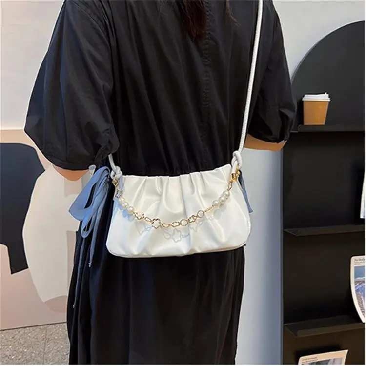 Dusen Kangaroo PU Shoulder Bag Regular Women's Pink/White/Black-10