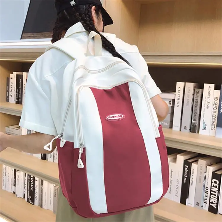 Techson Nylon Backpack Regular Unisex Black/Pink/Burgundy/Khaki-7