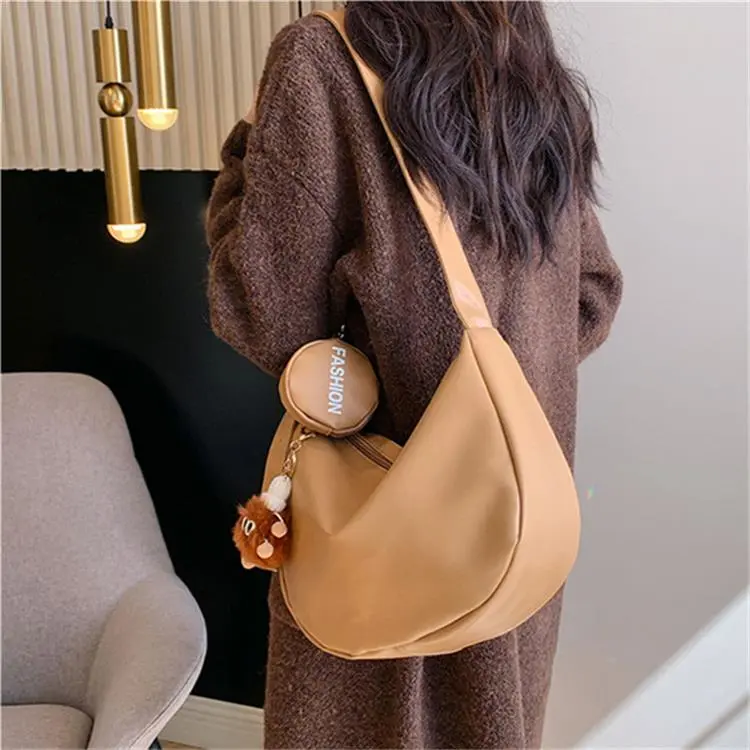 Dusen Kangaroo PU Shoulder Bag Women's Black/Brown/Ecru/Khaki-21