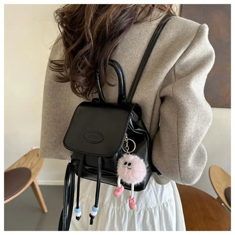 Dusen Kangaroo PU Handbag, Shoulder Bag, Backpack Regular Women's Black/Silver/Pink/Brown-4