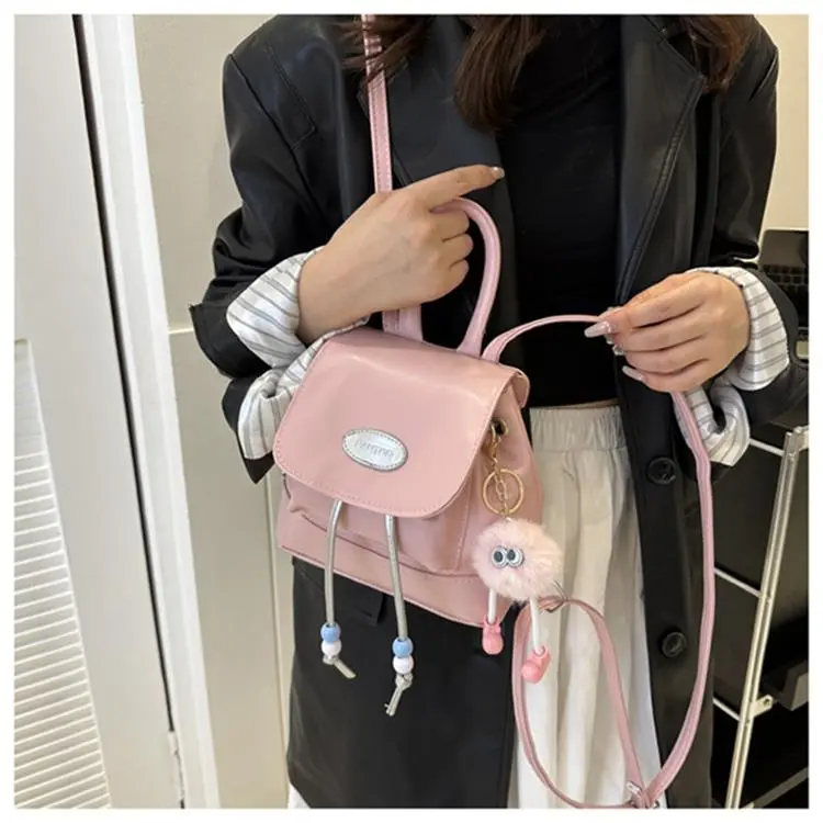 Dusen Kangaroo PU Handbag, Shoulder Bag, Backpack Regular Women's Black/Silver/Pink/Brown-25