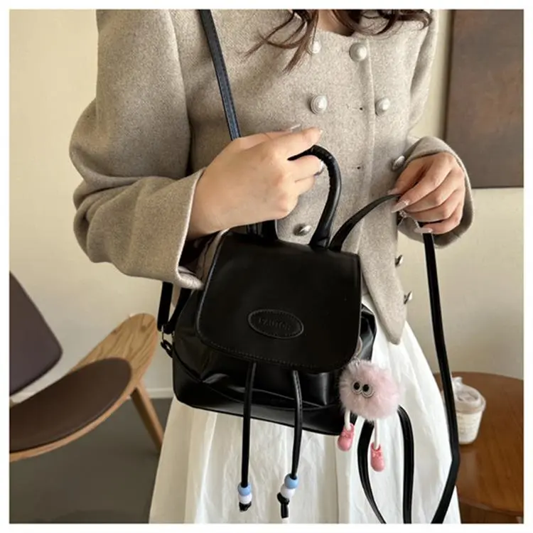 Dusen Kangaroo PU Handbag, Shoulder Bag, Backpack Regular Women's Black/Silver/Pink/Brown-2