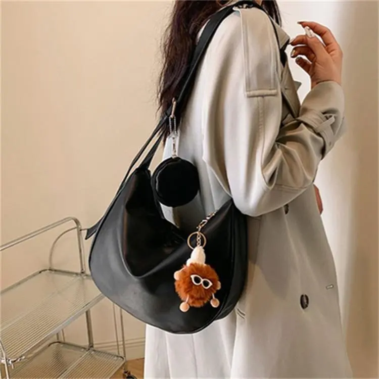 Dusen Kangaroo PU Shoulder Bag Women's Black/Brown/Ecru/Khaki-5