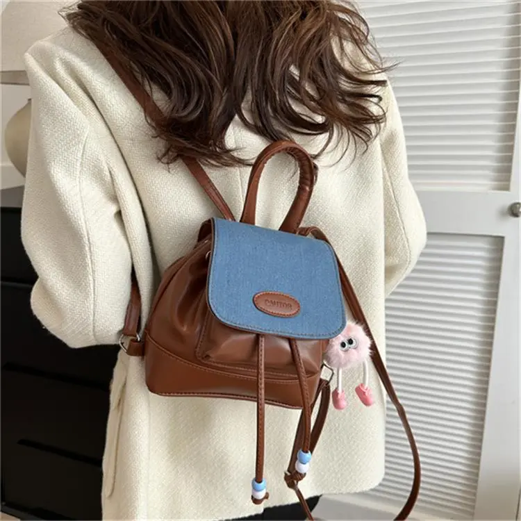 Dusen Kangaroo PU Handbag, Shoulder Bag, Backpack Regular Women's Black/Silver/Pink/Brown-8