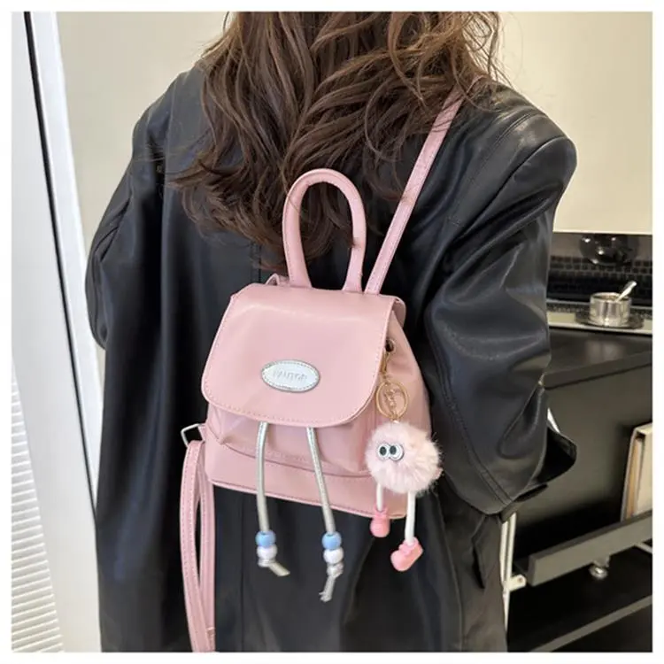 Dusen Kangaroo PU Handbag, Shoulder Bag, Backpack Regular Women's Black/Silver/Pink/Brown-22