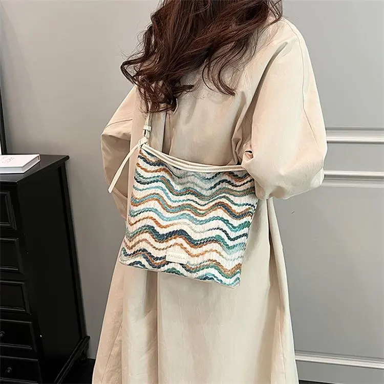 Cwatcun PU Shoulder Bag Women's Brown/White-3