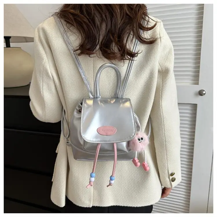 Dusen Kangaroo PU Handbag, Shoulder Bag, Backpack Regular Women's Black/Silver/Pink/Brown-15