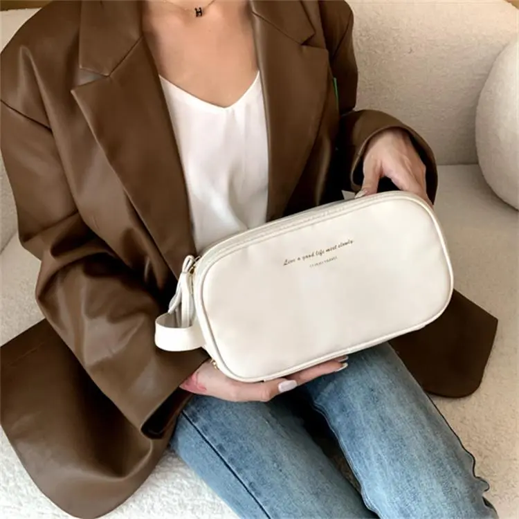 LOHAS Travel Leather Makeup Bag Regular Unisex White/Pink/Black-3