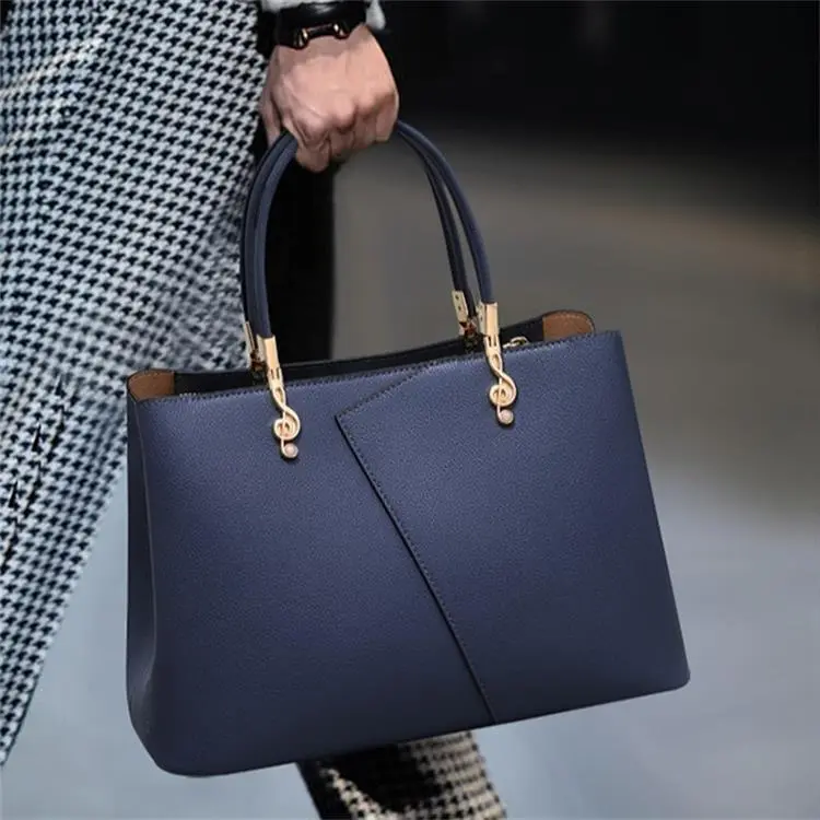 PT'SON Cow Leather Shoulder Bag, Crossbody Bag, Handbag, Tote Bag Regular Women's Blue-1