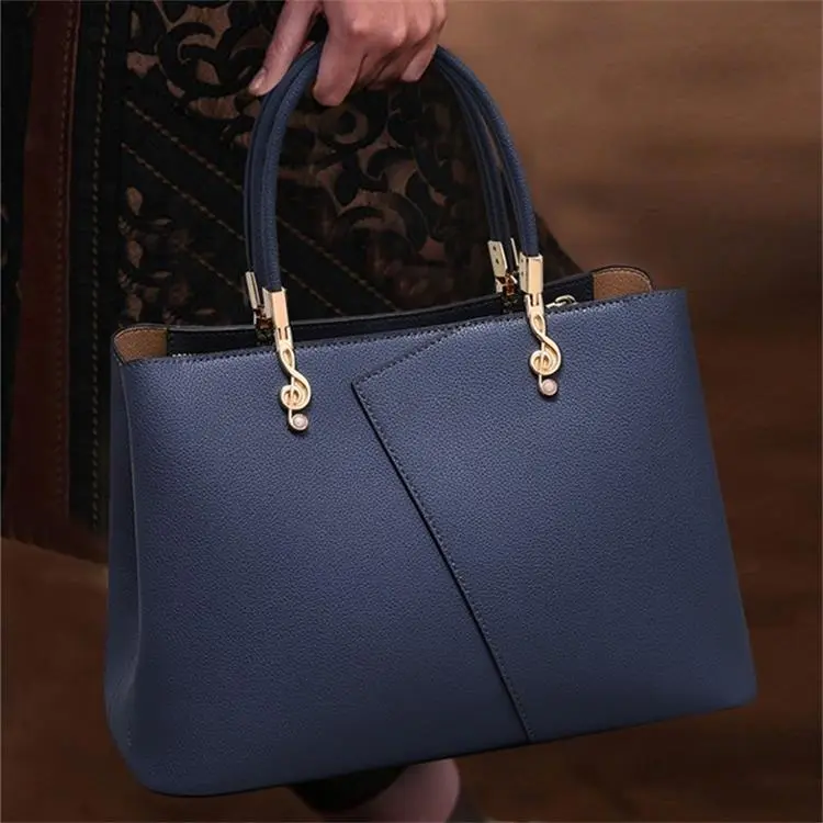 PT'SON Cow Leather Shoulder Bag, Crossbody Bag, Handbag, Tote Bag Regular Women's Blue-2