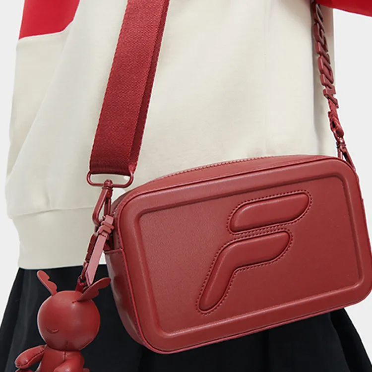 FILA FUSION Polyurethane Shoulder Bag Crossbody Bag Extra Small Unisex Garnet Red-2