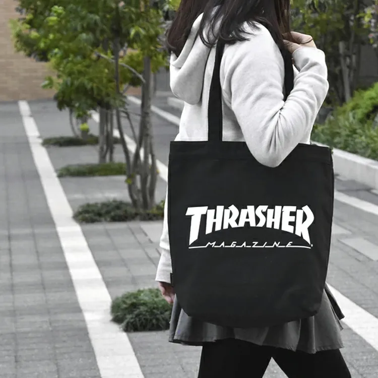 Thrasher Canvas Cotton Canvas Bag Shoulder Bags Unisex Basic Black-3