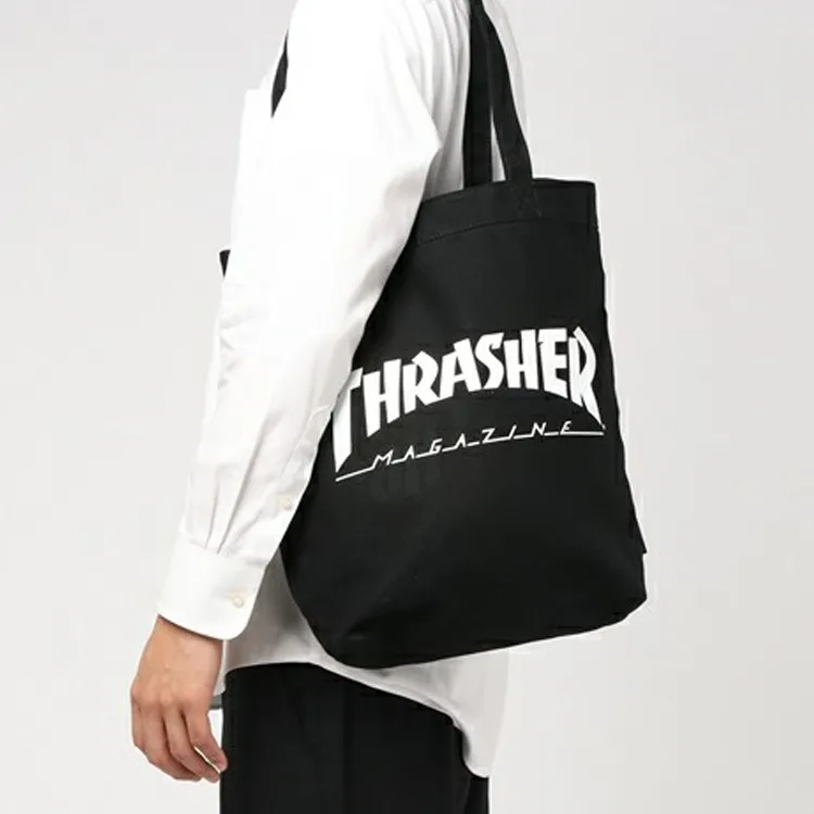 Thrasher Canvas Cotton Canvas Bag Shoulder Bags Unisex Basic Black-2