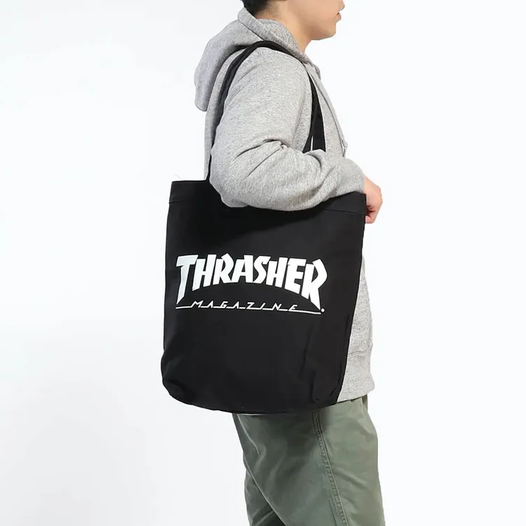 Thrasher Canvas Cotton Canvas Bag Shoulder Bags Unisex Basic Black-4