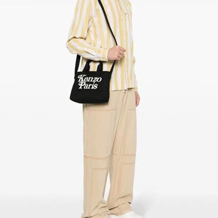 KENZO Canvas Blended Cotton One Shoulder Crossbody Canvas Bag Handbag Small Size Women's Black-4