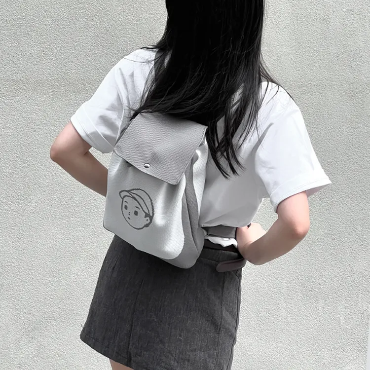 Finerworld Fabric Backpack Regular Women's Khaki/Gray-5