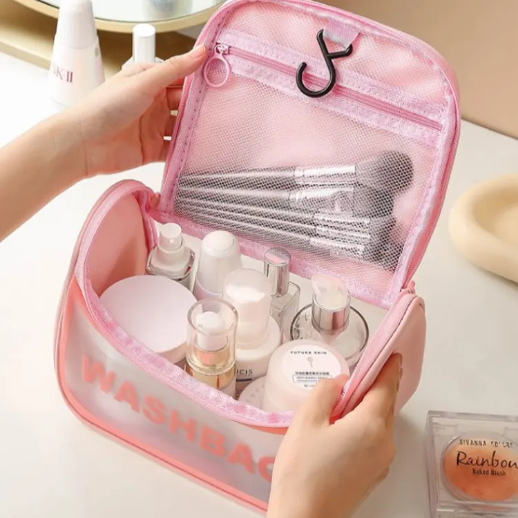 ALOENEY PVC Makeup Bag Regular Women's Blue, Black, White, Pink-4