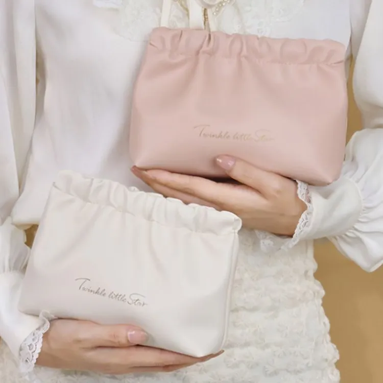ALOENEY PU Makeup Bag Regular Women's Milk Apricot White/Rose Pink/Mocha/Classic Black-5