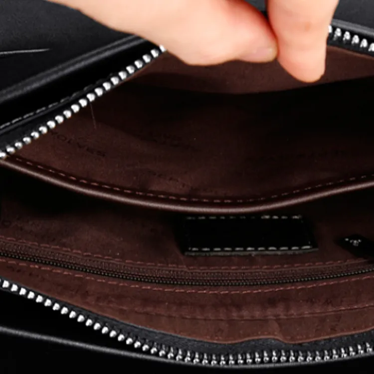 SEPTWOLVES Cow Leather Messenger Bag, Shoulder Bag, Crossbody Bag Regular Unisex Black-4