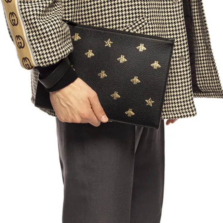 GUCCI Cow Leather Clutch Regular Men's Black-9