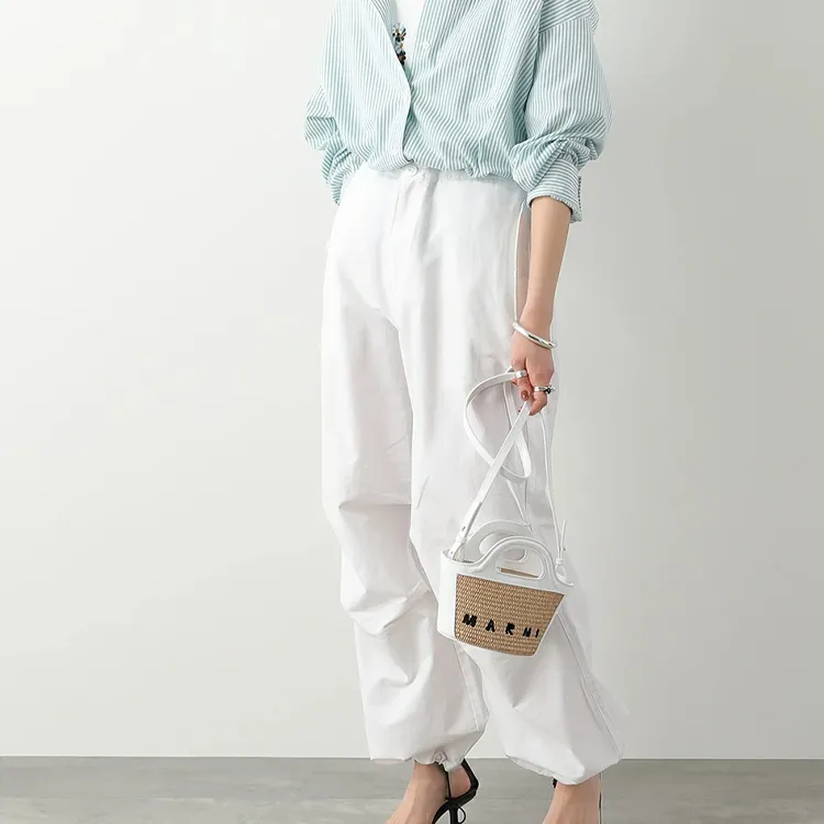 MARNI TROPICALIA Calfskin With Cotton Bucket Bag, Shoulder Bag, Crossbody Bag, Handbag Trumpets Kids' White & Beige-4