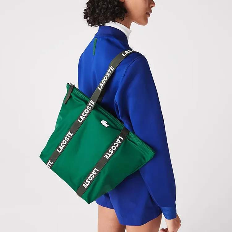 LACOSTE Fabric Tote Bag, Shopping Bag, Handbag, Shoulder Bag Regular Women's Green-4