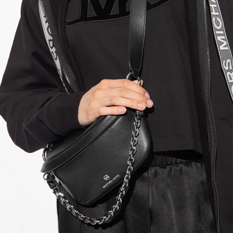 MICHAEL KORS Grained Leather Fanny Pack Handbag Shoulder Bag Women's Black-4