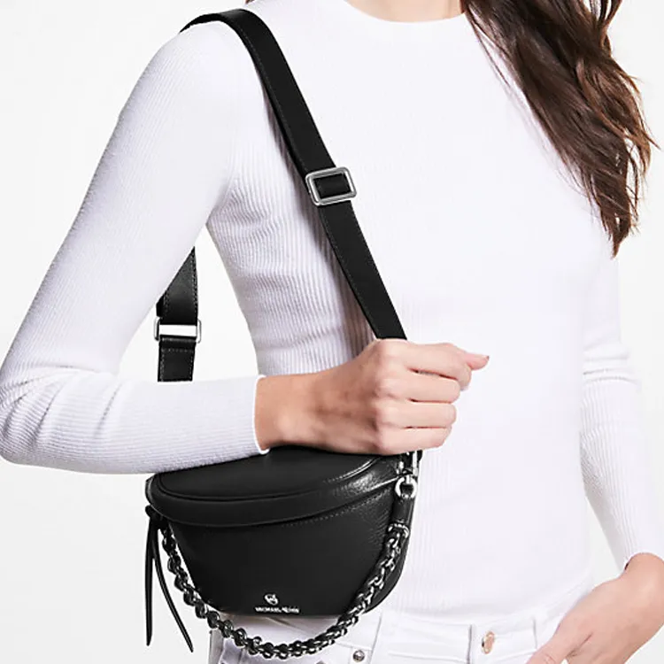 MICHAEL KORS Grained Leather Fanny Pack Handbag Shoulder Bag Women's Black-3