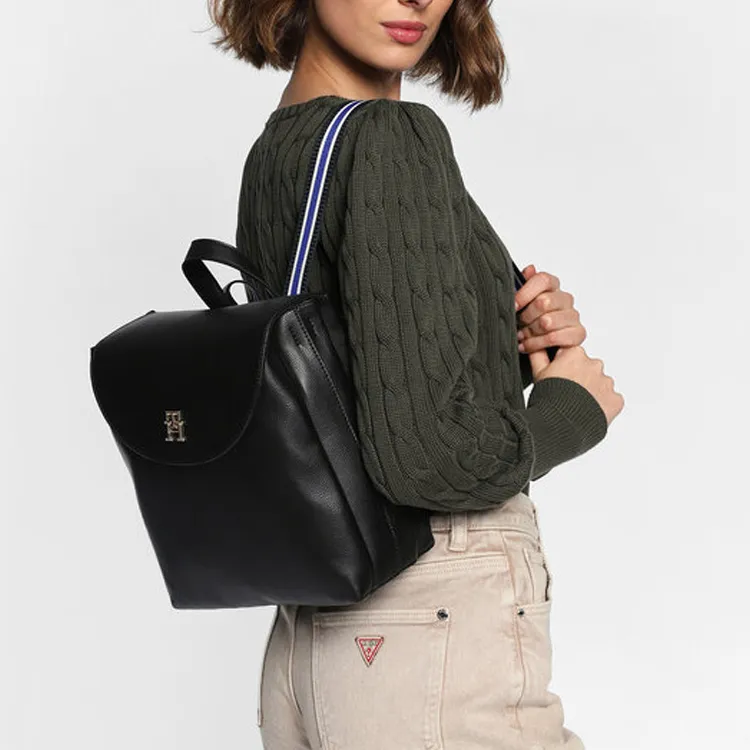 Tommy Hilfiger Grained Calfskin Backpack Women's Black-2