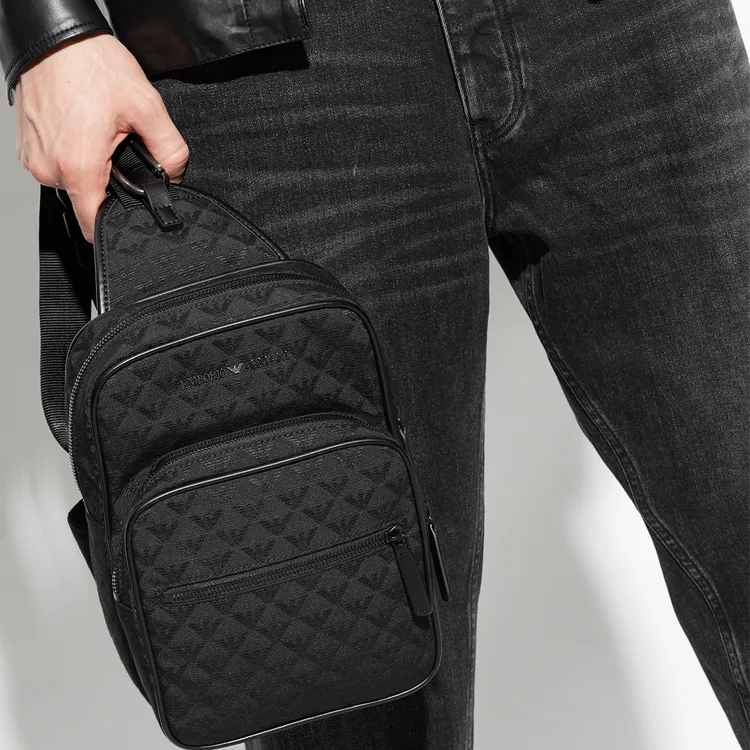 EMPORIO ARMANI Nylon Sling Bag, Shoulder Bag Men's Black-4