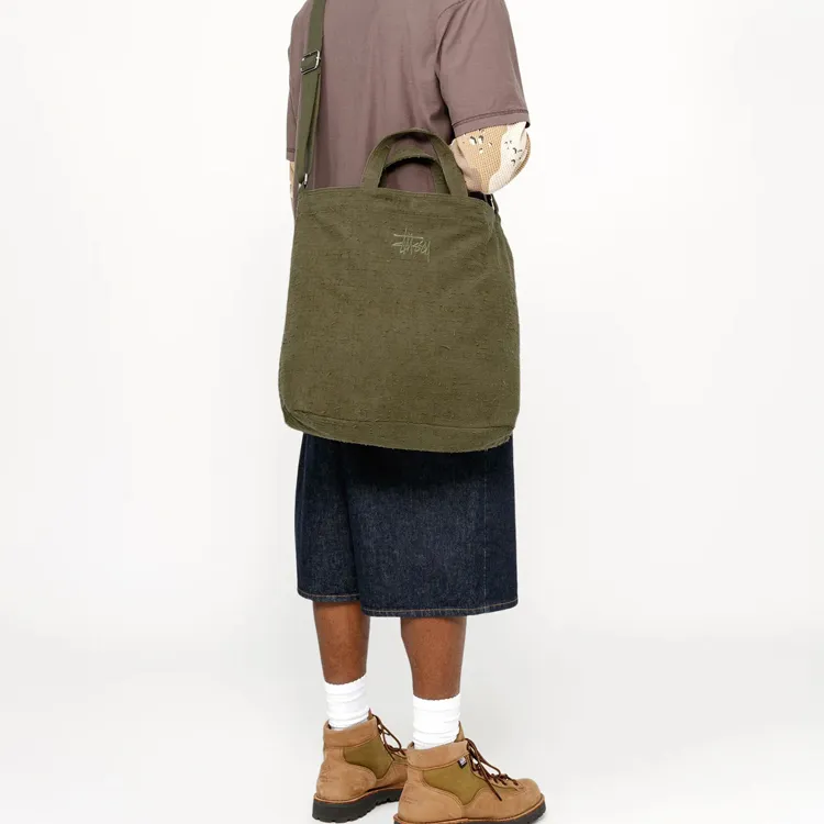 Stussy Cotton Canvas Handbag, Shoulder Bag, Crossbody Bag Regular Unisex Olive-3