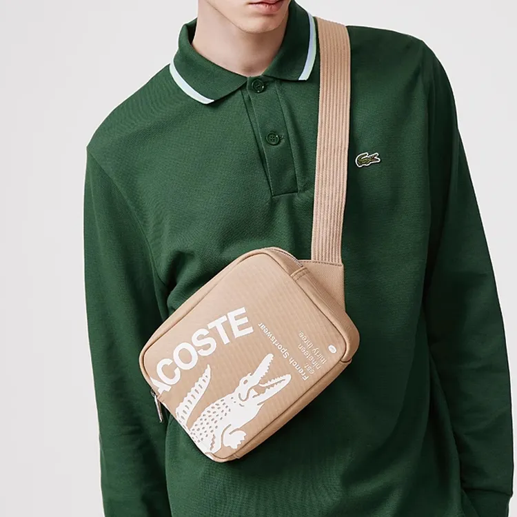 LACOSTE PVC Shoulder Bag Crossbody Bag Medium Size Men's Cassava-2