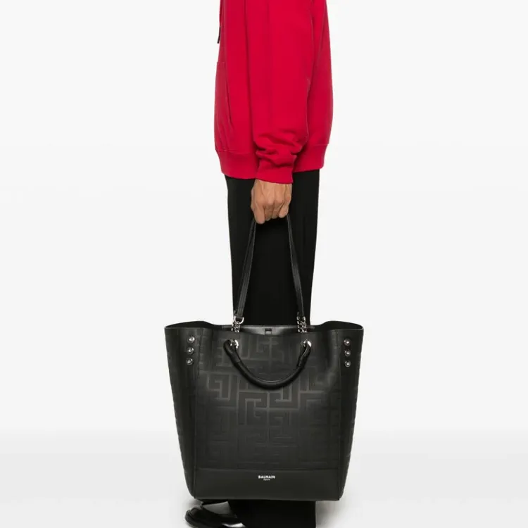 BALMAIN Pb Labyrinth Monogram Tote Bag-4