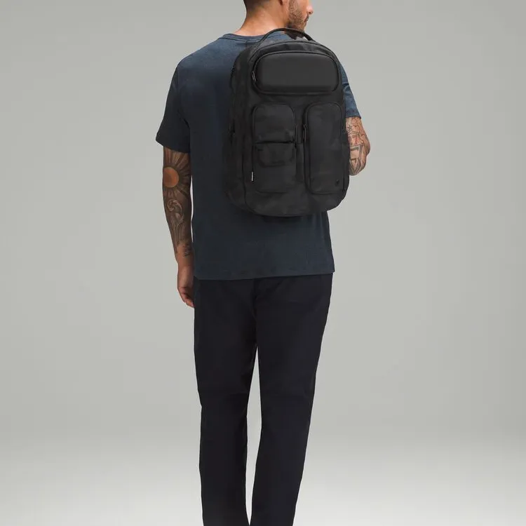 Lululemon Water-Resistant Fabric Laptop Bag Backpack Regular Unisex Camouflage Deep Coal Black-3