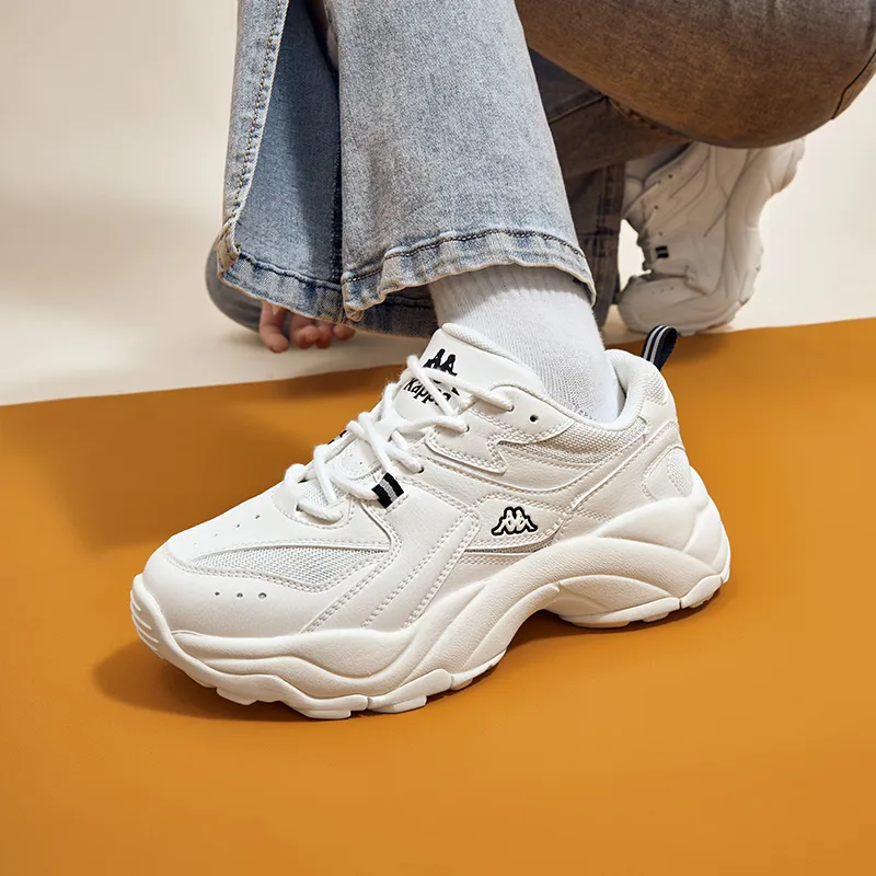 Kappa Back to Back Anti Slip Wear Resistant Low Top Chunky Sneakers Unisex White Black-8