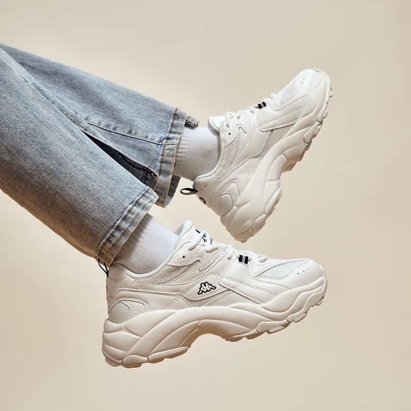 Kappa Back to Back Anti Slip Wear Resistant Low Top Chunky Sneakers Unisex White Black-9
