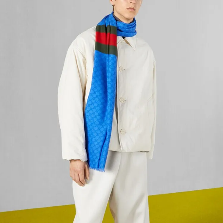 GUCCI Gg Monogrammed Web-Stripe Scarf-2