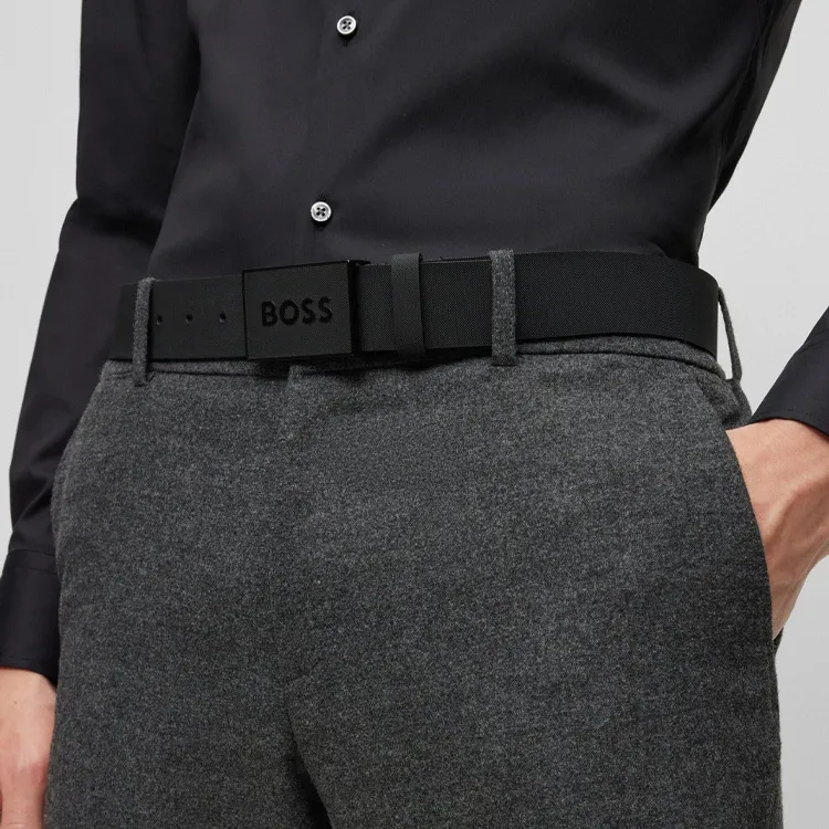HUGO BOSS Logo Plaque Buckled Belt-1