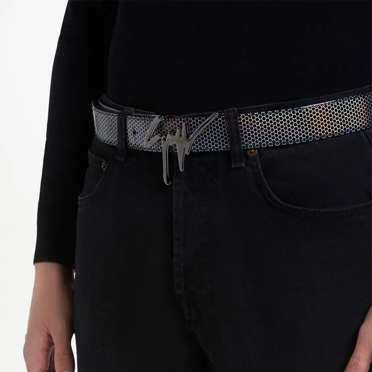 Giuseppe Zanotti/GZ Polyester Polyurethane Belt Men's Black 3.5cm-1