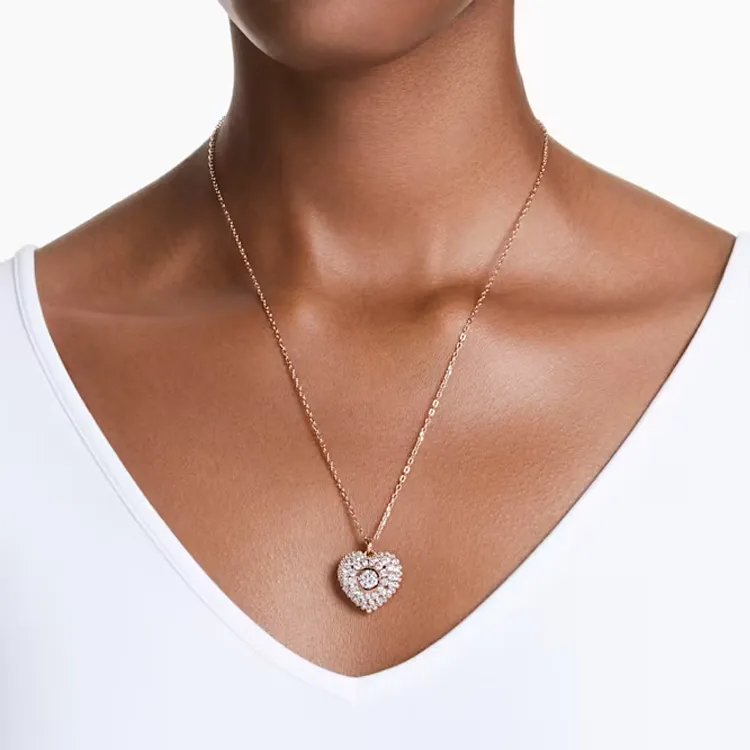 Swarovski Cubic Zirconia Faux Crystal Rose Gold Tone Plated Faux Pearl Necklaces Women's Rose Gold-3