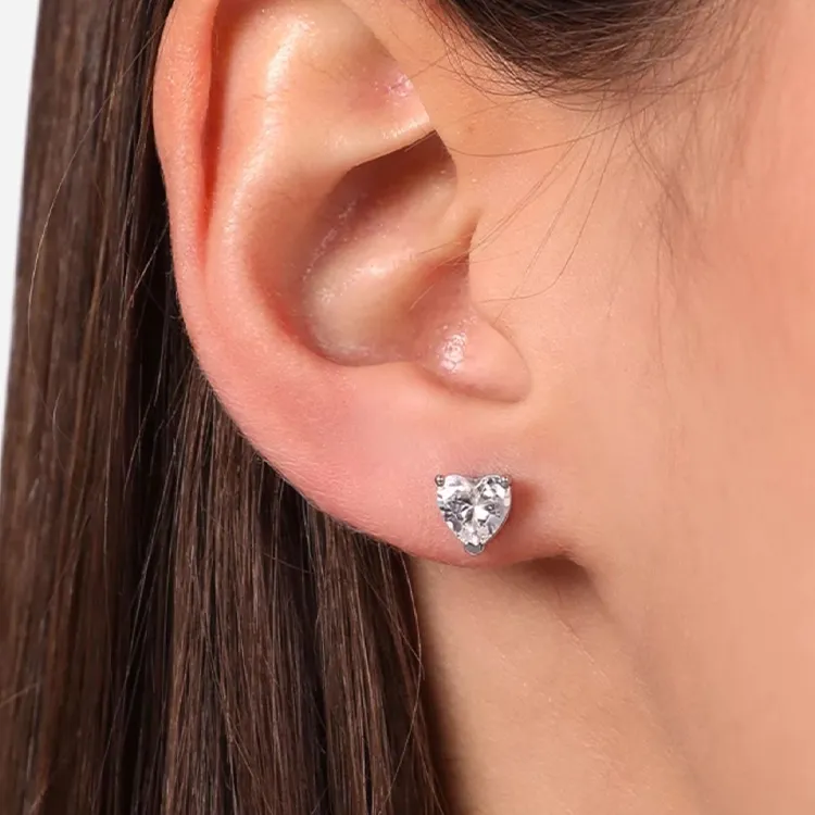 CHIARA FERRAGNI Brass Zircon Stud Earrings Women's Silver-2