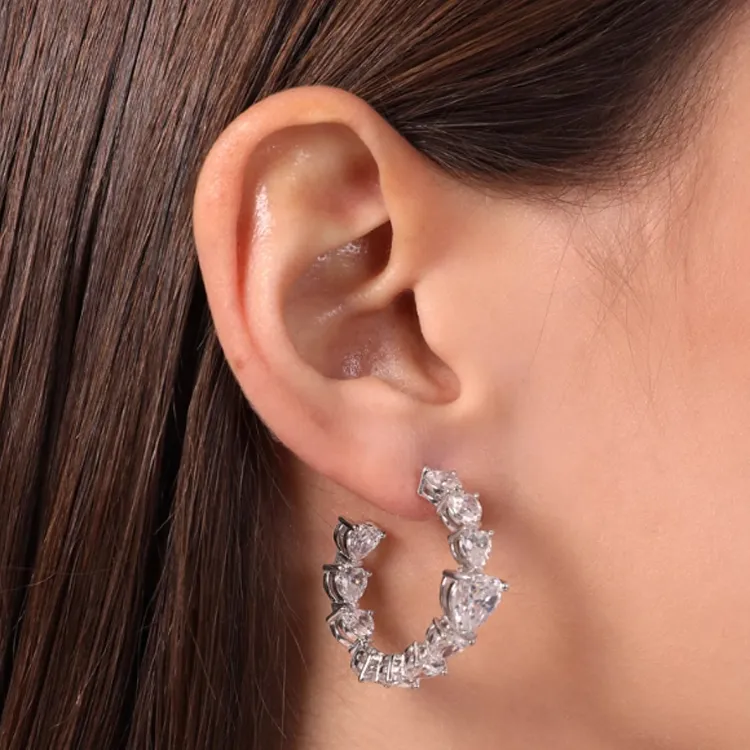 CHIARA FERRAGNI Brass Zircon Earrings Women's Silver-1