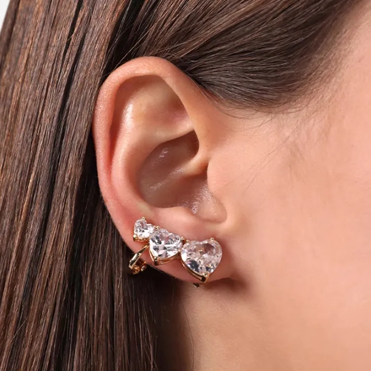 CHIARA FERRAGNI Brass Zircon Stud Earrings Women's Gold-1