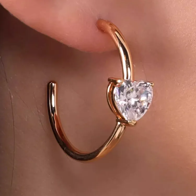 CHIARA FERRAGNI Brass Zircon Earrings Women's Gold-2