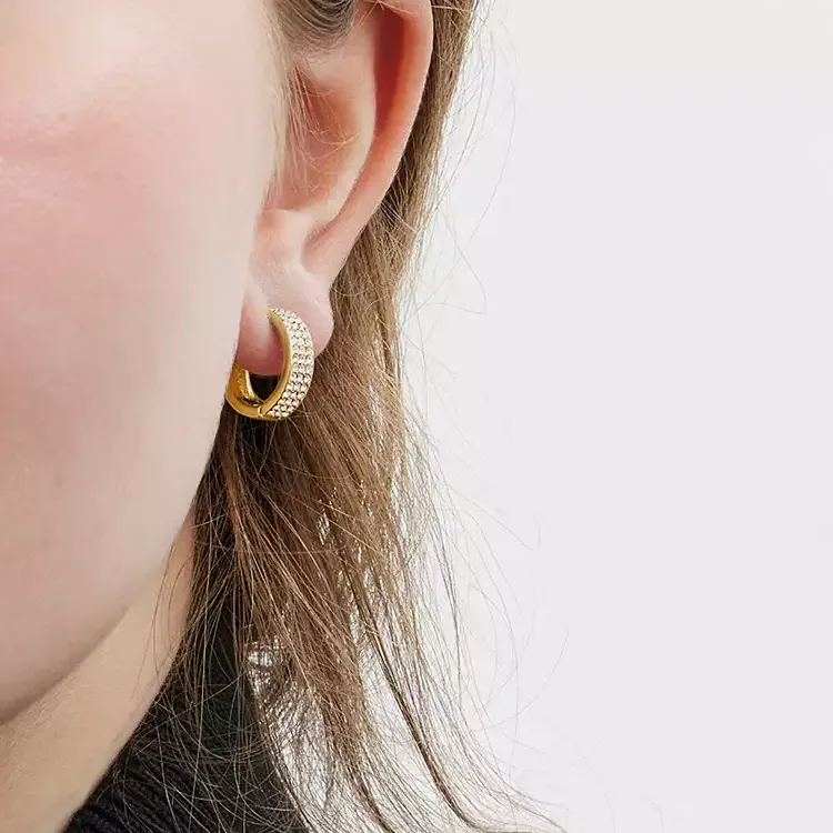 COACH Brass, Glass, Cubic Zirconia Earrings Women's Gold-1