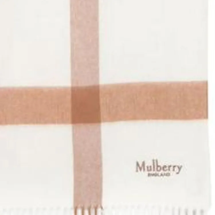 Mulberry Logo-embroidered Check-print Scarf-2