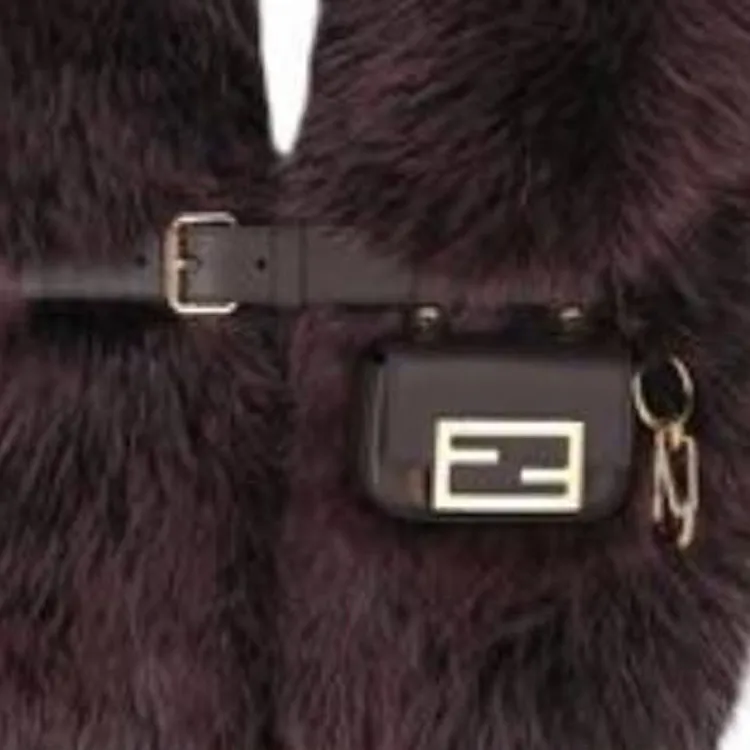 FENDI Fox Fur Knit Scarves Kids' Purple-2